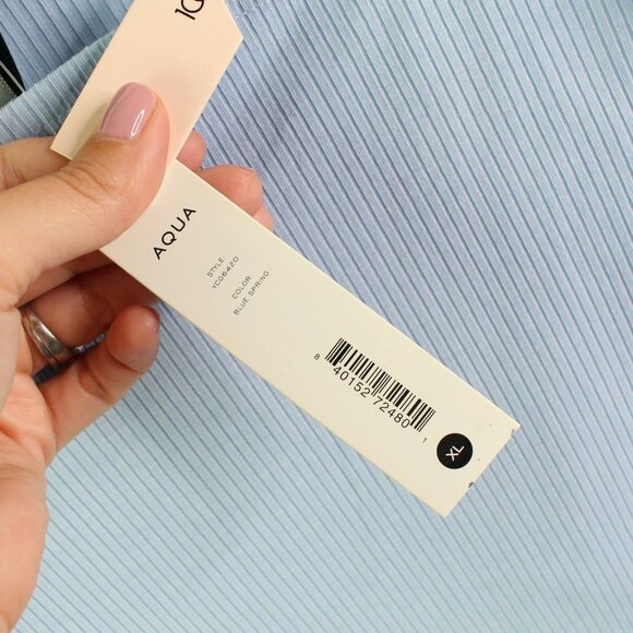 Aqua Ribbed Square Neck Tank in Blue Spring XL - Picture 4 of 5